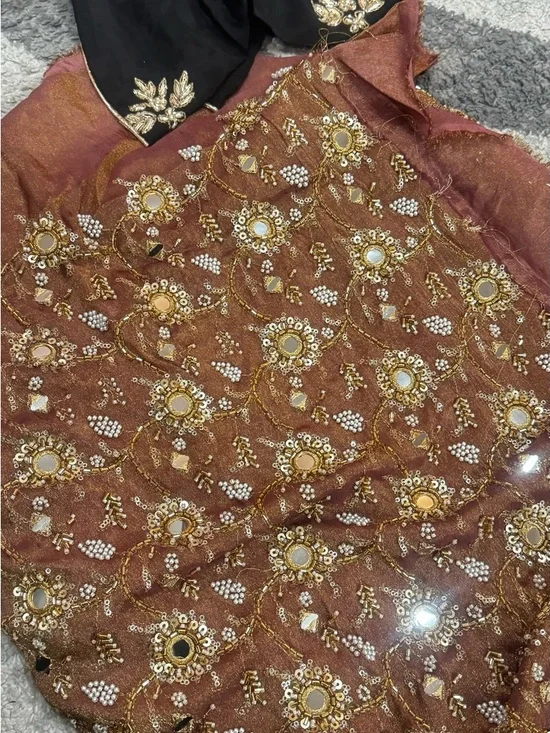 Handwork Rust Punjabi Suit - Picture 3 of 3